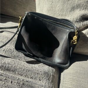 Vintage Coach Black Leather Shoulder Bag